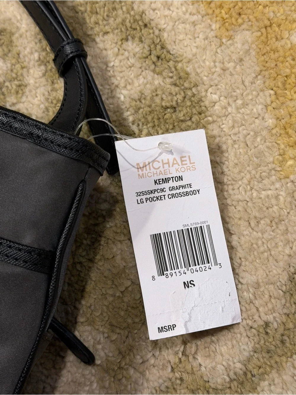 Michael Kors Graphite Nylon Crossbody Large Black Strap